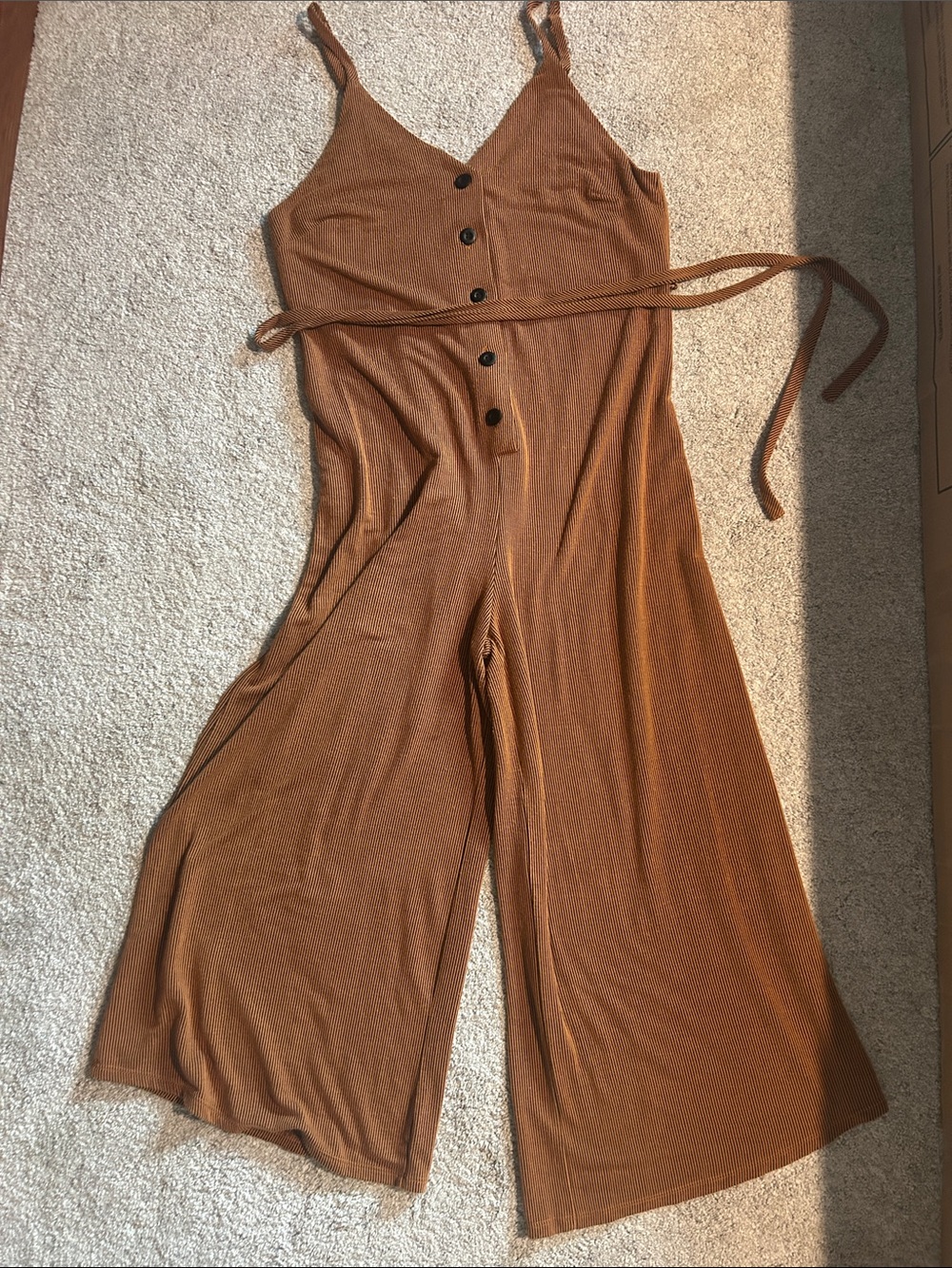 Audrey 3+1 Rust-Brown Wide-Leg Button-Front Jumpsuit - Picture 4 of 4